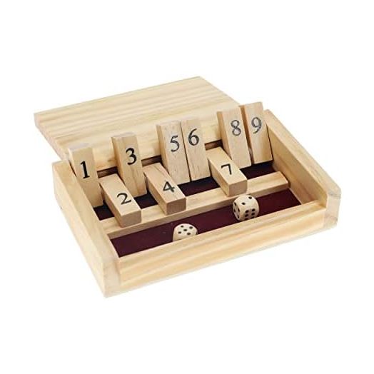 WE Games Mini Shut The Box Game Wooden - 5.5 inches, 9 Number Flip Tiles, Travel Size, Travel Games, Birthday Gifts, Math Games, Home Decor, Living Room Decor, Table Decor