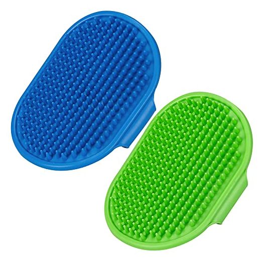 2 Pack Dog Grooming Brush, Premium Pet Bath Brush with Adjustable Ring Handle for Bathing - Massaging -Hair Removal - on Wet or Dry Hair , for Long Short Haired Dogs and Cats