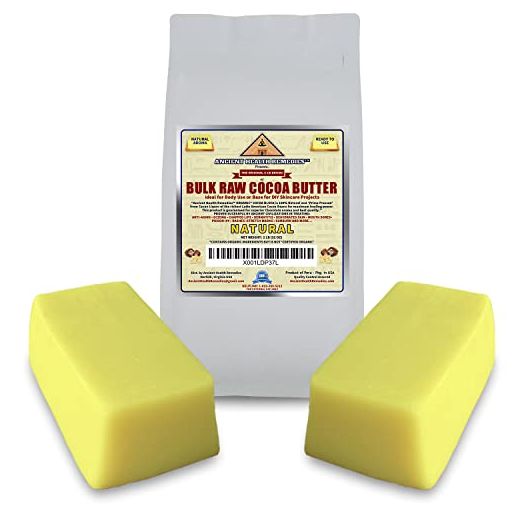 Organic Unrefined Raw NATURAL COCOA (CACAO) BUTTER BLOCKS Bulk Size Rich Chocolate Aroma For Lip Balms Stretch Marks DIY Base for Body Butter (USA) (2 LB)