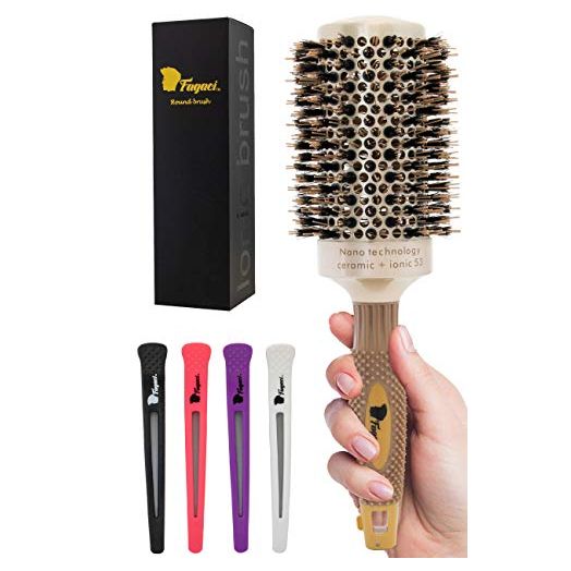 Fagaci Professional Large Round Brush, Boar Bristle Ceramic Ionic