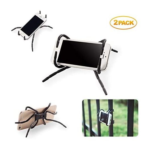 2Pack Phone Holder Universal Multi-Function Flexible Grip Holder Phone Car Holder Mount Stand for Smartphone (Black)