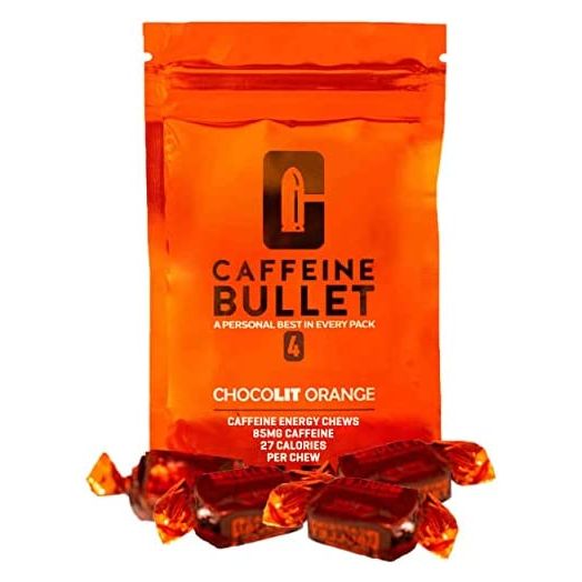 Caffeine Bullet 40 Chocolate Caffeine Chews. Each 85mg Caffeine - Chocolate Orange Energy Gummies: Kick Faster Than Energy gels for a Cycling, Endurance Sports & Stay Awake Chocolate Boost