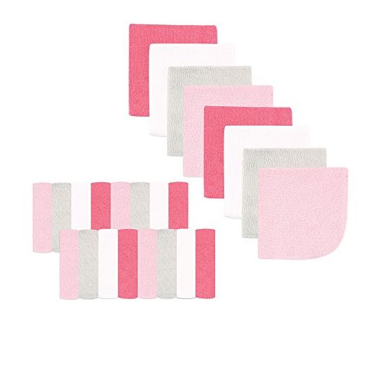 Luvable Friends Unisex Baby Super Soft Bundle Washcloths, Pink Pastel, One Size