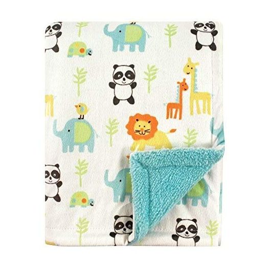 Luvable Friends Unisex Baby Plush Blanket with Sherpa Back, Neutral Animals, One Size