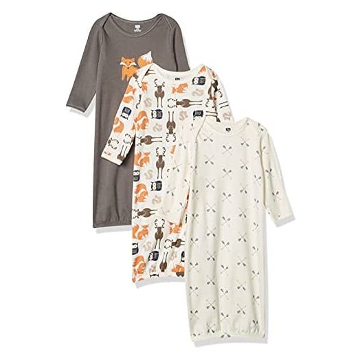 Hudson Baby Unisex Baby Cotton Gowns Forest, 0-6 Months