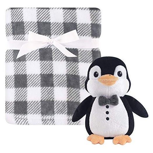 Hudson Baby Unisex Baby Plush Blanket with Toy, Mr. Penguin 2 Piece, One Size