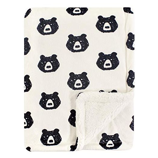 Yoga Sprout Mink Blanket with Sherpa Backing, Bear