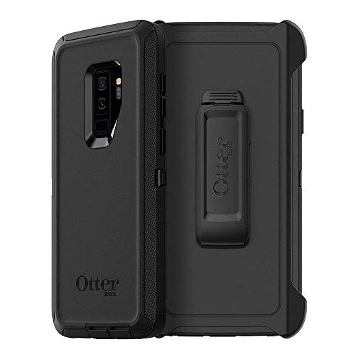 OtterBox Samsung Galaxy S9+ Defender Series Case - BLACK, rugged & durable, with port protection, includes holster clip kickstand
