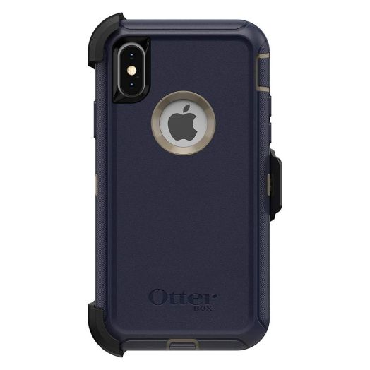 OtterBox DEFENDER SERIES SCREENLESS Case Case for iPhone Xs & iPhone X - Frustration Free Packaging - DARK LAKE (CHINCHILLA/DRESS BLUES)