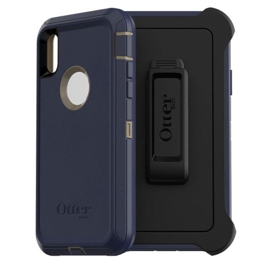 OtterBox DEFENDER SERIES SCREENLESS EDITION Case for iPhone Xr - Retail Packaging -Polycarbonate, Built-in Screen Protector, DARK LAKE (CHINCHILLA/DRESS BLUES)