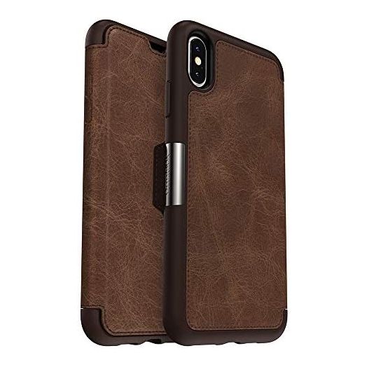 OTTERBOX STRADA SERIES Case for iPhone Xs Max - Retail Packaging - ESPRESSO (DARK BROWN/WORN BROWN LEATHER)