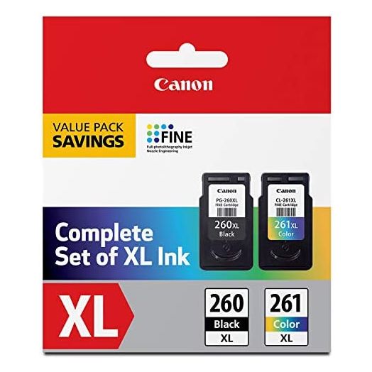 Canon PG-260 XL/CL-261 XL Value Pack, Compatible to TR7020, TS6420, and TS5320 Printers, Multi, Once Size (3706C005)