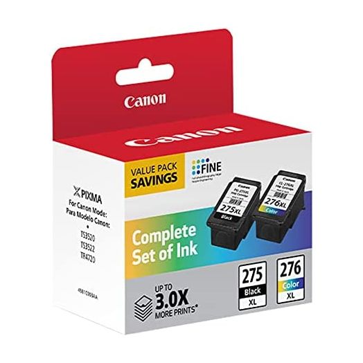 Canon PG-275 XL / CL-276 XL Value Pack, Compatible to PIXMA TS3520, TS3522 and TR4720 Printers