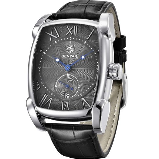 BENYAR Rectangle Wrist Watch for Men with Leather Strap, Men's Retro Fashion Casual Classic Watches Perfect Gifts for Friend