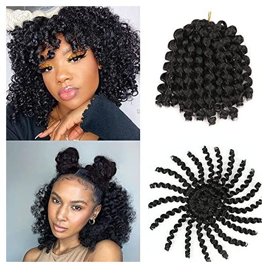 Wand Curl Twist Braids Hair Crochet Curly Hair Extension 8inch Synthetic Hair Weave for Women (5 Pack)