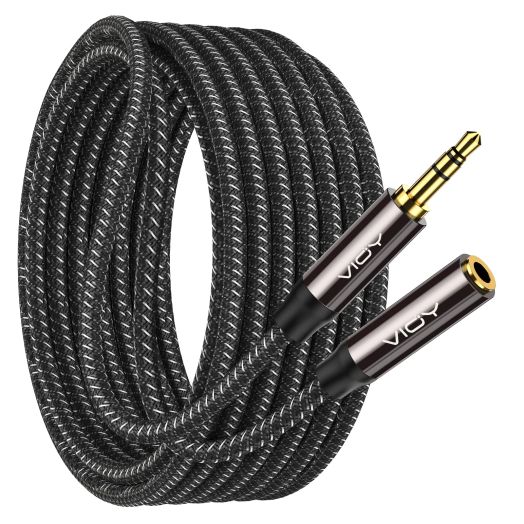 VIOY Headphone Extension Cable 30FT,[Copper Shell, Hi-Fi Sound] 3.5mm Male to Female Stereo Audio Cable Nylon Braided Aux Cord for Smartphones, Tablets, Media Player…