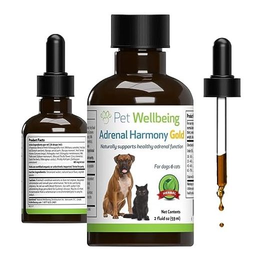 Pet Wellbeing Adrenal Harmony Gold - Vet-Formulated - for Dog Cushing's, Adrenal Health, Cortisol Balance - Natural Herbal Supplement