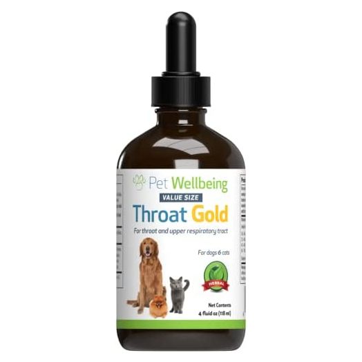 Pet Wellbeing - Throat Gold Value Size for Dogs & Cats - Natural Herbal Throat Support for Chronic Cough in Pets.