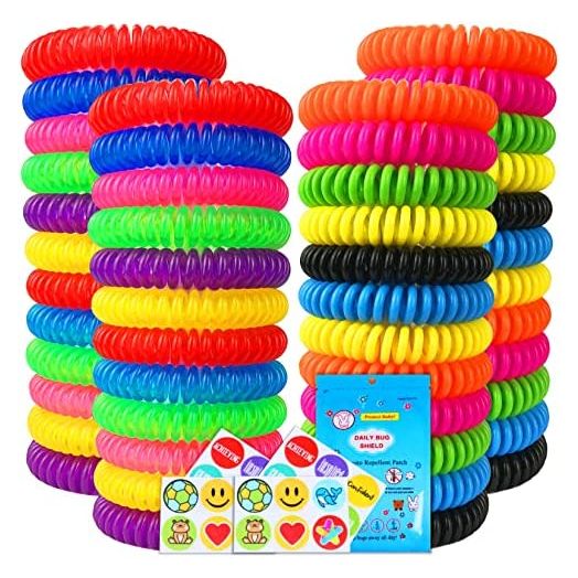 Mosquito Repellent Bracelets 48 Pack Individually Wrapped Mosquito Repellent Bands for Kids and Adults with 24 Pcs Mosquito Repellent Stickers for Indoor and Outdoor Protection