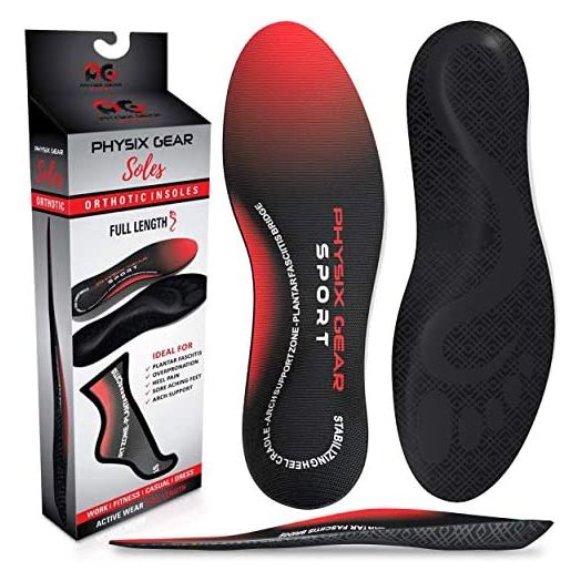 Arch Support Insoles Men & Women by Physix Gear Sport - Orthotic Inserts for Plantar Fasciitis Relief, Flat Foot, High Arches, Shin Splints, Heel Spurs, Sore Feet, Overpronation (1 Pair, Medium)