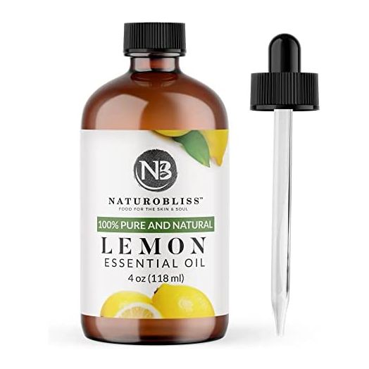 NaturoBliss 100% Pure Lemon Essential Oil Therapeutic Grade Premium Quality (4 fl. oz) with Glass Dropper, Perfect for Aromatherapy