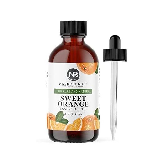 NaturoBliss 100% Pure & Natural Sweet Orange Essential Oil Therapeutic Grade Premium Quality Oil with Glass Dropper - Huge 4 fl. Oz - Perfect for Aromatherapy and Relaxation