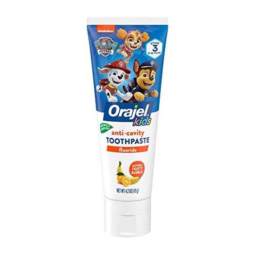 Orajel Kids Paw Patrol Anti-Cavity Fluoride Toothpaste, Natural Fruity Bubble Flavor, 4.2oz Tube