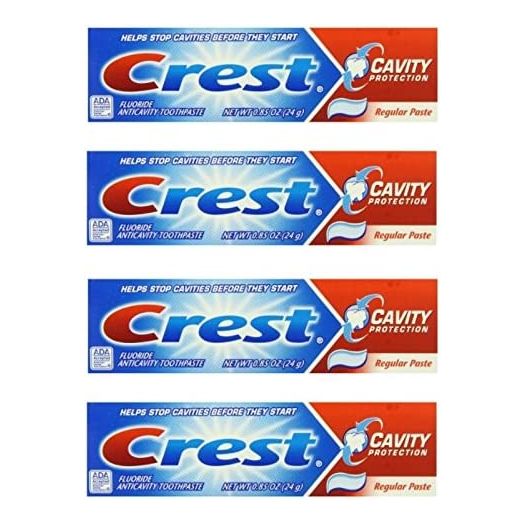 Crest Cavity Protection Fluoride Anticavity Toothpaste Regular Paste 0.85 oz Travel Size (Pack of 4)