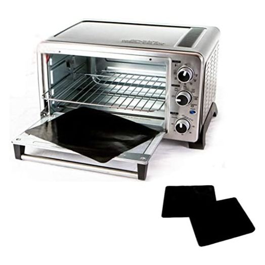 TWO-PACK 100% Non-Stick 11" Toaster Oven Liner. Finally, Prevent Spillovers, Gunk & Odors! Great Teflon Liner for Toaster Ovens, Dishwasher Safe