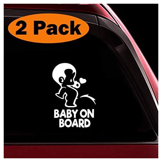 TOTOMO Baby on Board Sticker for Cars Funny Cute Safety Caution Decal Sign for Car Window and Bumper No Need for Magnet or Suction Cup - Peeing Boy (2 Pack)