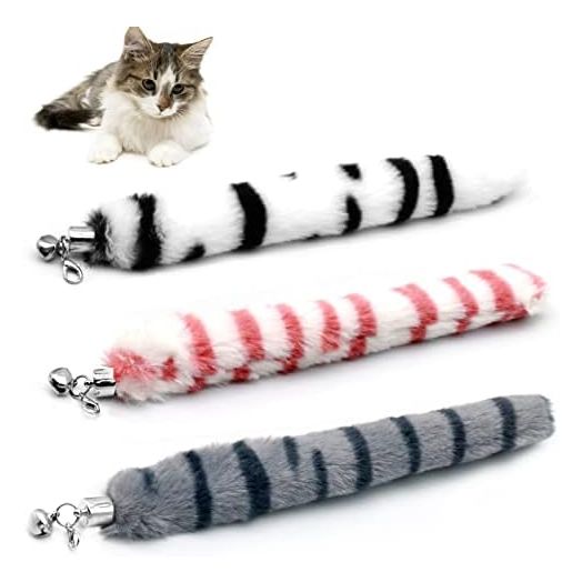LASOCUHOO Cat Worm Toys, (3 Packs) Interactive Cat Wand Replacement, Cat Wand Refill Attachments for Indoor Cats, Fit for Most Cats