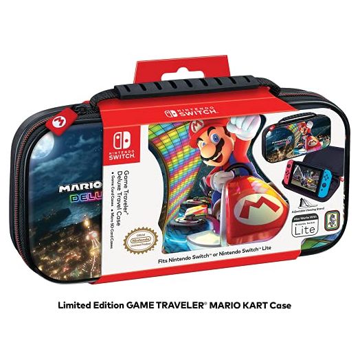 Game Traveler Mario Kart Nintendo Switch Case - Switch Carry Case for Switch OLED, Switch and Switch Lite, Hard Portable Travel Case, Adjustable Viewing Stand & Bonus Game Cases, Deluxe Carry Handle