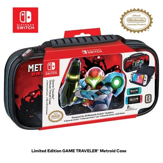 Game Traveler Metroid Nintendo Switch Case - Switch Carry Case for Switch OLED, Switch and Switch Lite, Hard Portable Travel Case, Adjustable Viewing Stand & Bonus Game Cases, Deluxe Carry Handle