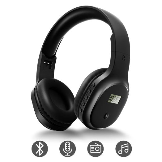 Wireless Headphones with FM Radio and Bluetooth 5.0, Rechargeable Portable Headset with Built-in Microphone, Lightweight and Comfortable Ear Muffs for Jogging, Mowing, Cycling, and More