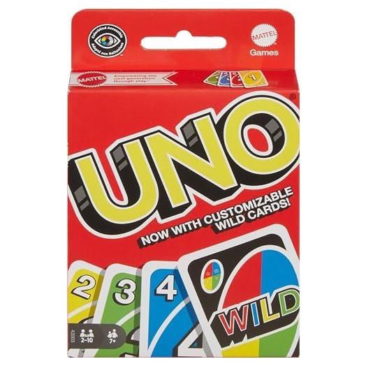 Mattel Games UNO Card Game, Multi, 8 x 3-3/4 x 81/100 in (42003)
