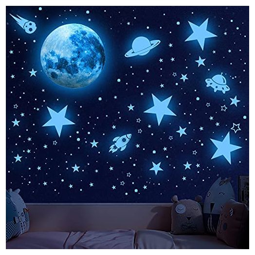 Glowing Stars for Ceiling, 1008 PCS Glow in The Dark Stars,Space Wall Decals Solar System Galaxy Planets Wall Stickers for Kids, Wall Decor for Gilrs Kids Bedroom Nursery Birthday Party Favor