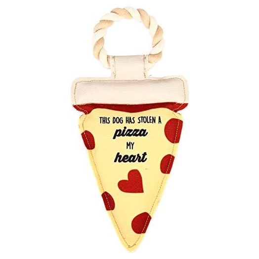 Pavilion Gift Company Stolen A Pizza My Heart Dog Toy, 13", Yellow