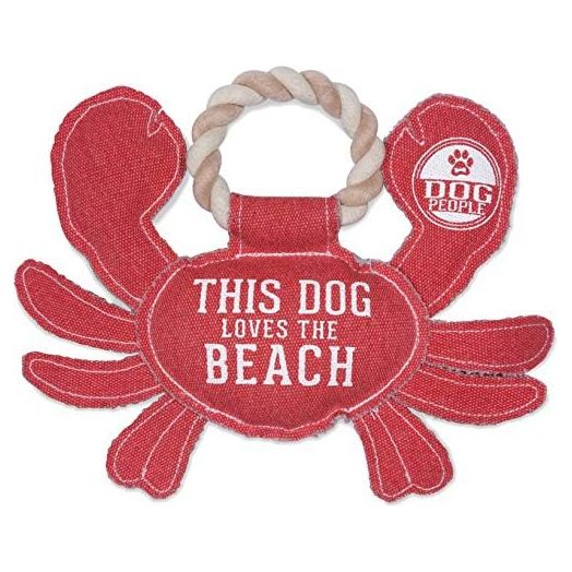 Pavilion Gift Company 11 Inch Large Canvas Tug of War Crab Shaped Rope Toy-Sturdy & Durable This Dog Loves The Beach, Red