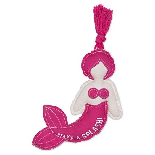 Pavilion Gift Company 11 Inch Large Canvas Tug of War Mermaid Shaped Dog Rope Toy-Sturdy & Durable Make A Splash, Pink