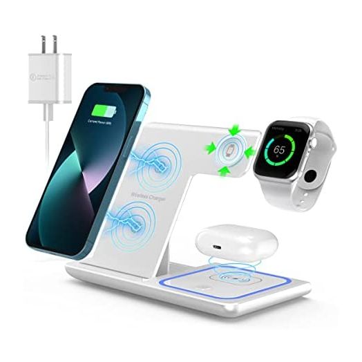 Wireless Charger,ANYLINCON 3 in 1 Wireless Charger Station for Apple iPhone/iWatch/Airpods,iPhone 13,12,11 (Pro, Pro Max)/XS/XR/XS/X/8(Plus),iWatch 7/6/SE/5/4/3/2,AirPods 3/2/pro