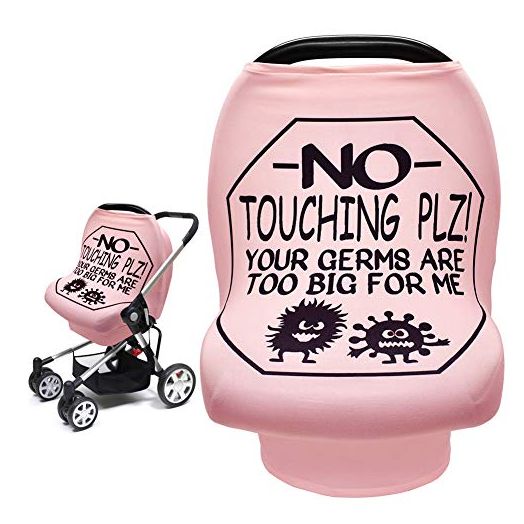 Baby Car Seat Cover, Metplus Nursing Cover Breastfeeding Scarf, Breathable Infant Carseat Canopy, Multi Use for Newborn Carrier/Stroller/Shopping Cart/High Chair/Boy Girl Shower Gift - No Touch Sign