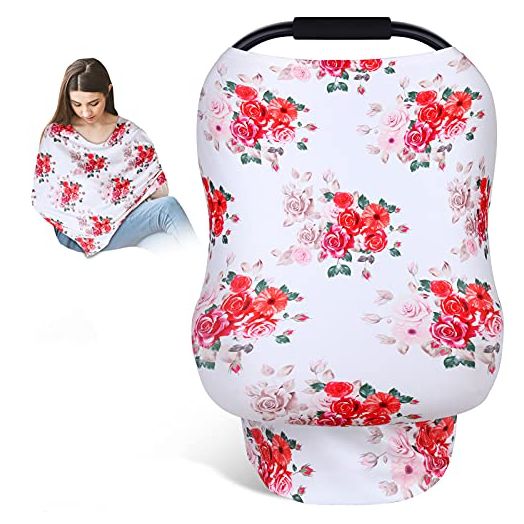 Car Seat Covers for Babies, Nursing Cover Breastfeeding Scarf, Infant Carseat Canopy, Stretchy Soft Breathable Multi-use Cover for Stroller High Chair Shopping Cart, Perfect Shower Gifts for Boy Girl