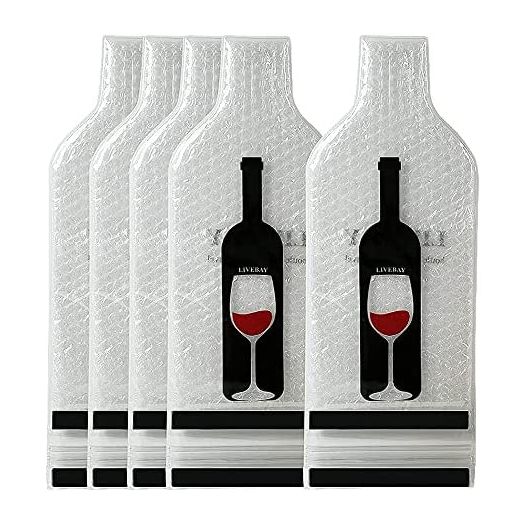 LIVEBAY Reusable Wine Bag, Travel Wine Bottle Protector Sleeve (5 Pack)