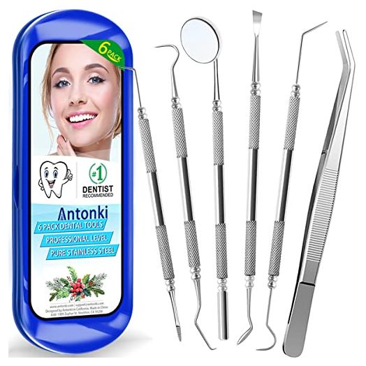 ANTONKI Dental Tools, Stainless Steel Oral Care Kit with Plaque Remover