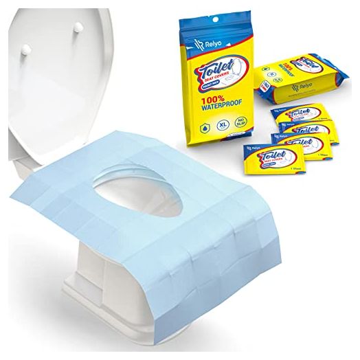 Toilet Seat Covers Disposable 100% Waterproof (20 Pack) - XL Disposable Toilet Seat Covers for Adults and Kids Potty Training - Travel Accessories for Public Restrooms, Airplane, Camping