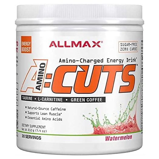 ALLMAX Nutrition AMINOCUTS (ACUTS), Amino-Charged Energy Drink with Taurine, L-Carnitine, Green Coffee Bean Extract, Watermelon , 30 Servings