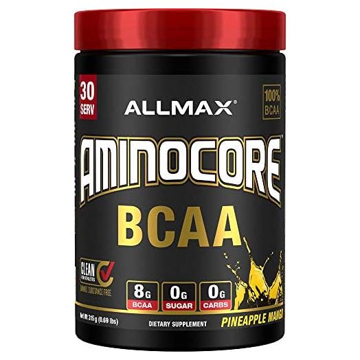 ALLMAX Nutrition AMINOCORE BCAA Powder, 8.18 Grams of Amino Acids, Intra and Post Workout Recovery Drink, Gluten Free (Pineapple Mango, 315 Grams)