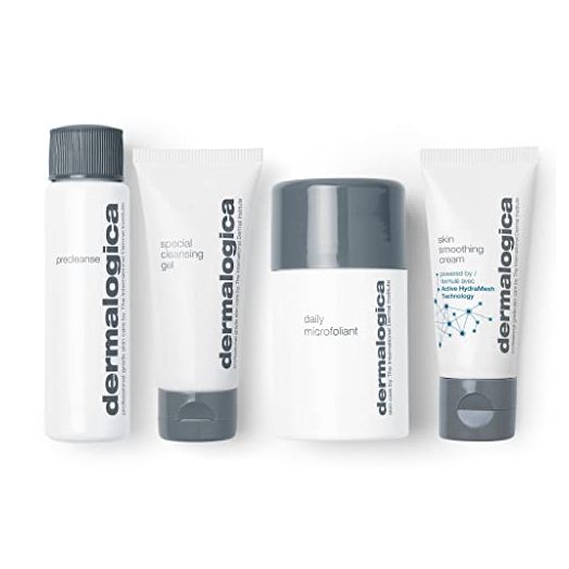 Dermalogica Discover Healthy Skin Kit - Includes: Precleanse, Face Wash, Face Exfoliator, & Moisturizer - Wash Away Impurities To Reveal Glowing Skin
