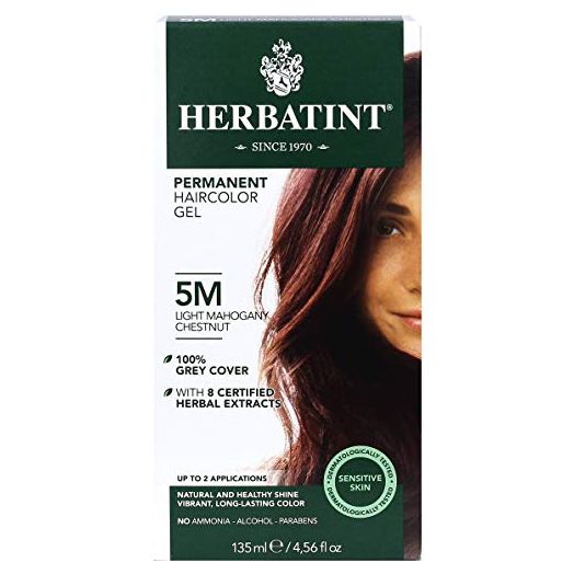 Herbatint Permanent Haircolor Gel, 5M Light Mahogany Chestnut, Alcohol Free, Vegan, 100% Grey Coverage, 4.56 oz