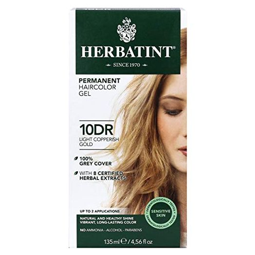 Herbatint Permanent Haircolor Gel, 10DR Light Copperish Gold, Alcohol Free, Vegan, 100% Grey Coverage - 4.56 oz